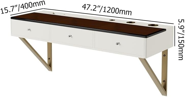 Homary Glass Top Floating Makeup Vanity