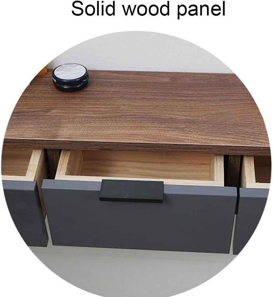 Brown Solid Wood Floating Makeup Vanity