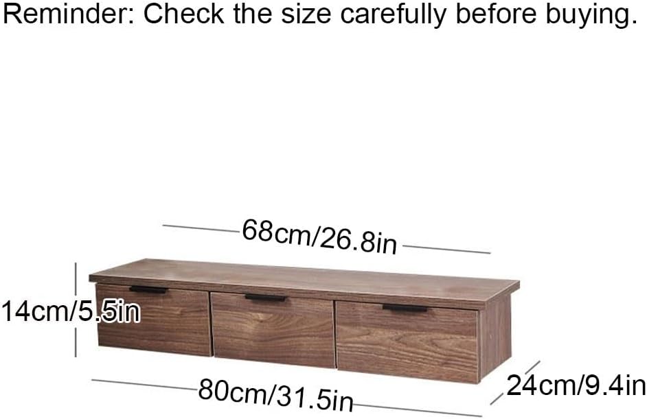 Brown Solid Wood Floating Makeup Vanity