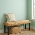 47" Black Leg Acacia Water Hyacinth Bench