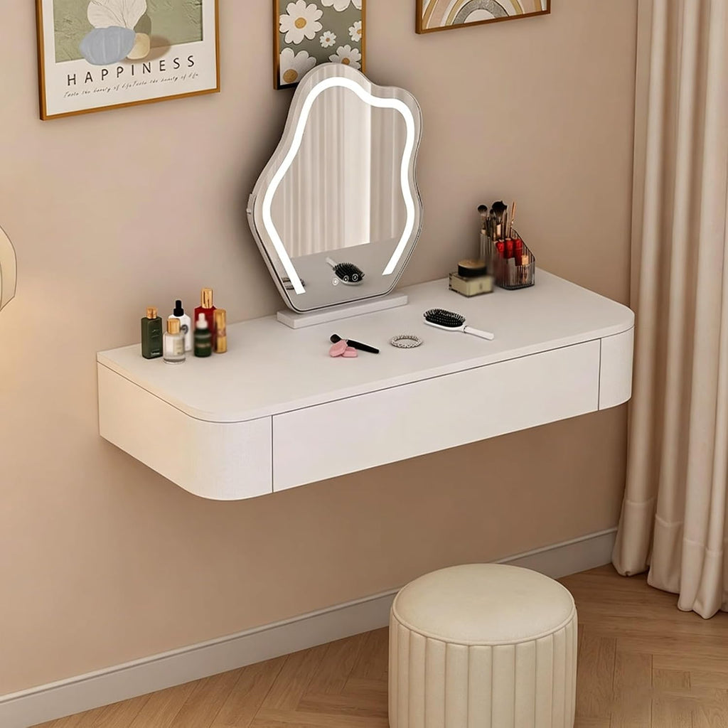 Walnut Floating Makeup Vanity Desk