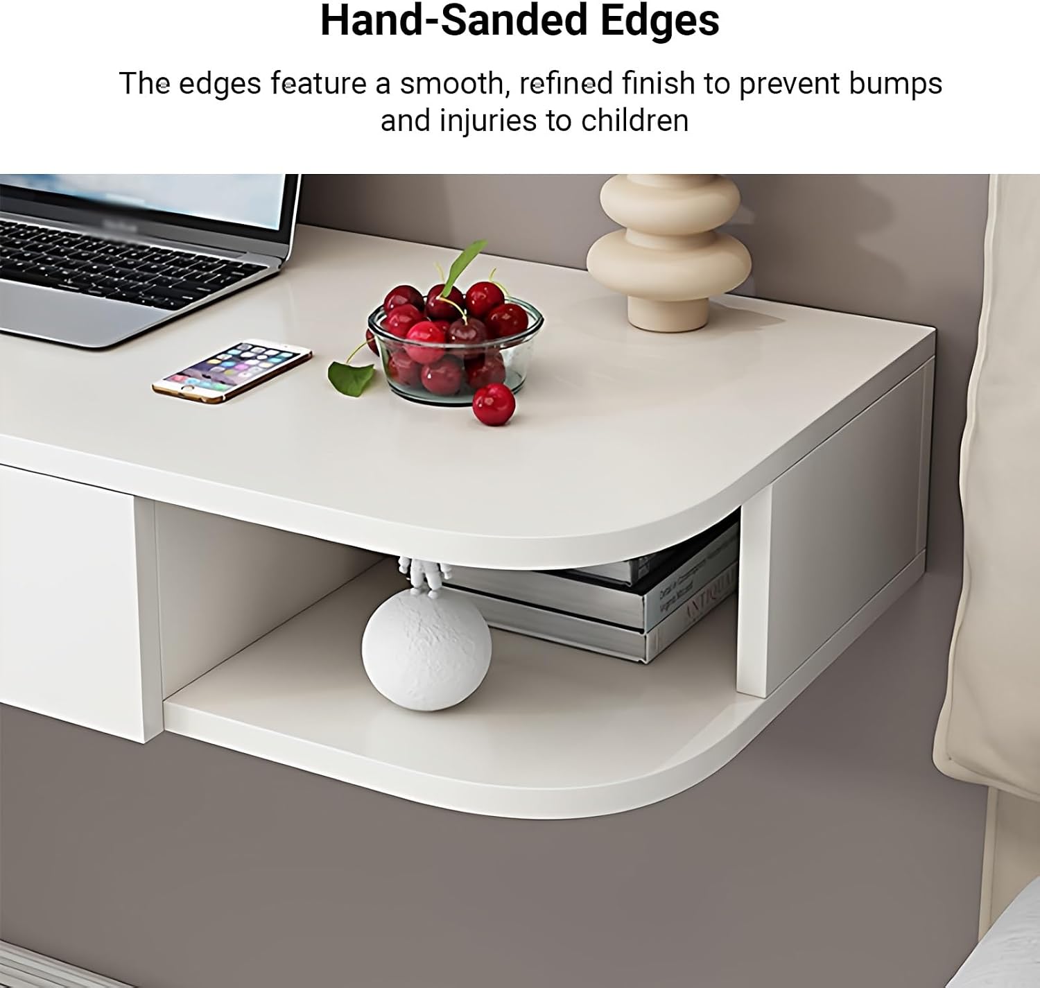 Walnut Floating Makeup Vanity Desk
