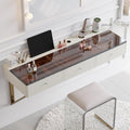 Homary Glass Top Floating Makeup Vanity