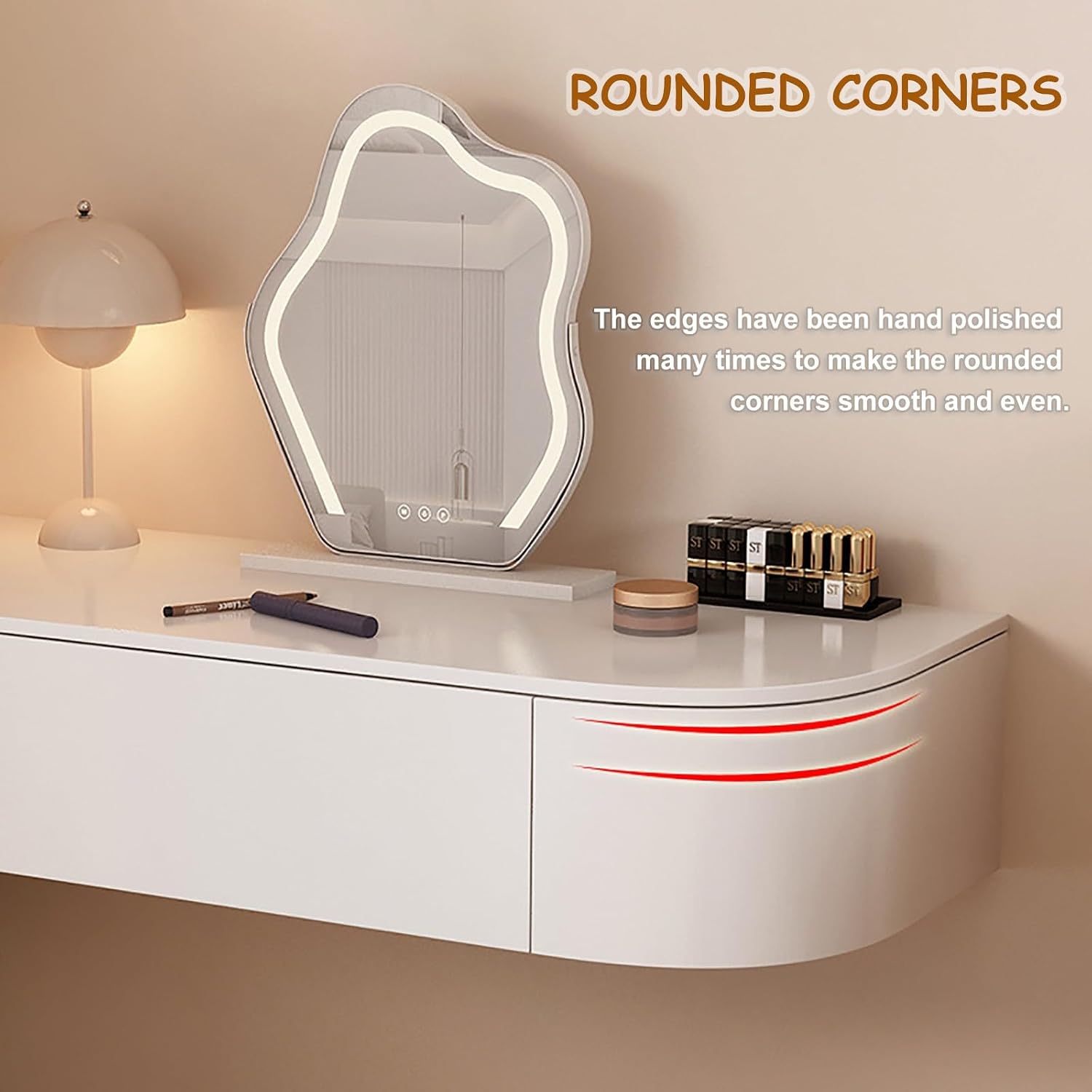 White Wall Mounted Floating Makeup Vanity