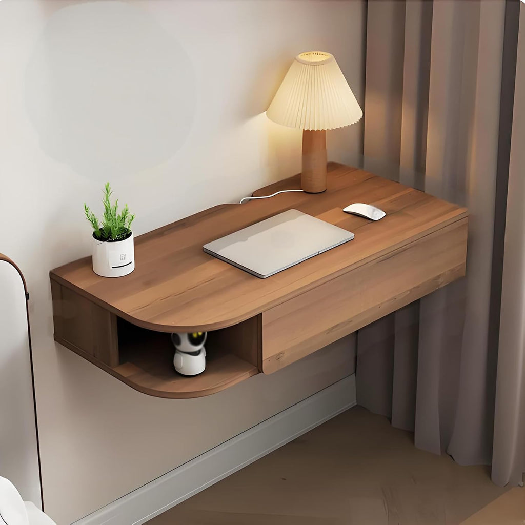 Walnut Floating Desk Vanity Nightstand