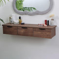 Brown Solid Wood Floating Makeup Vanity