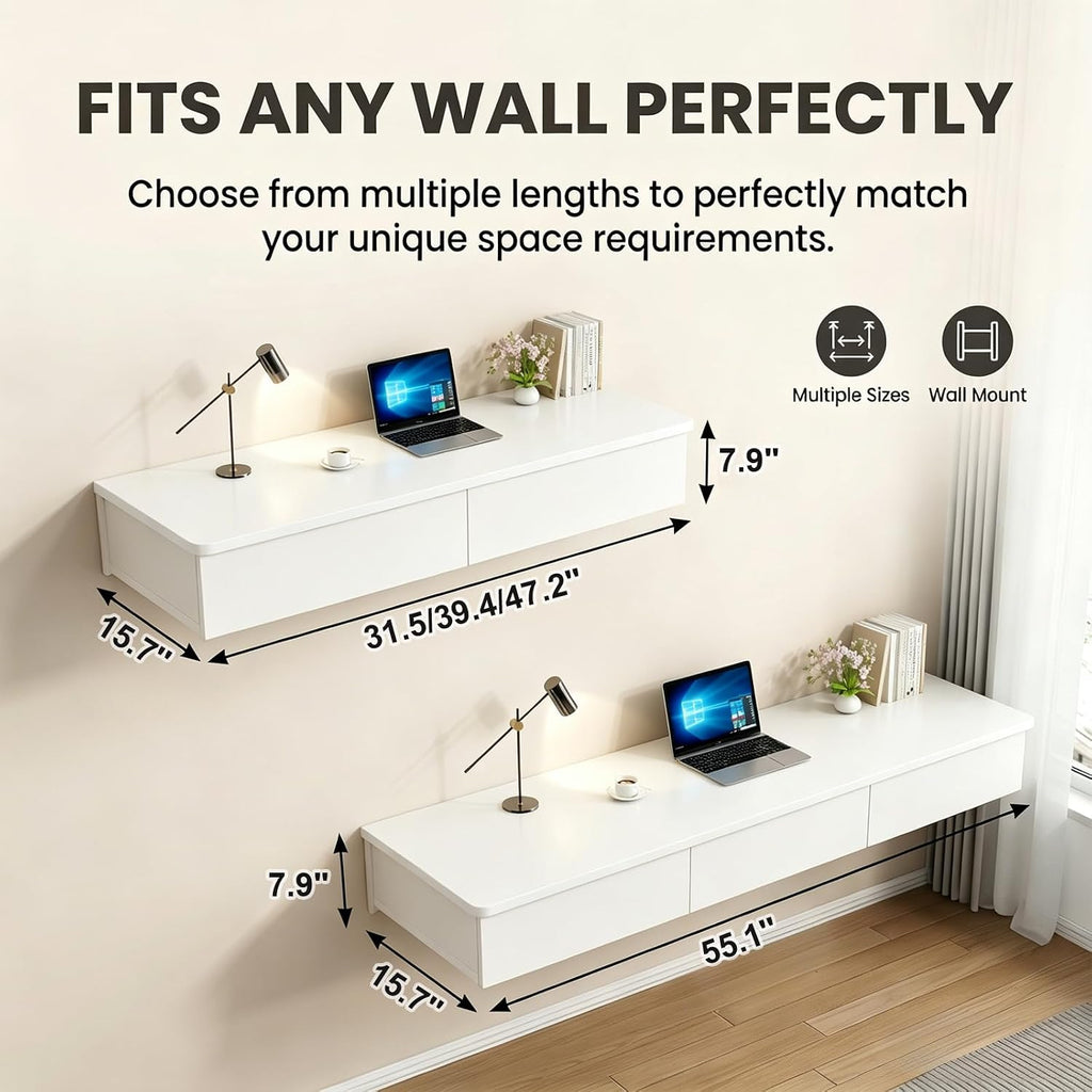Wood Floating Desk Makeup Vanity
