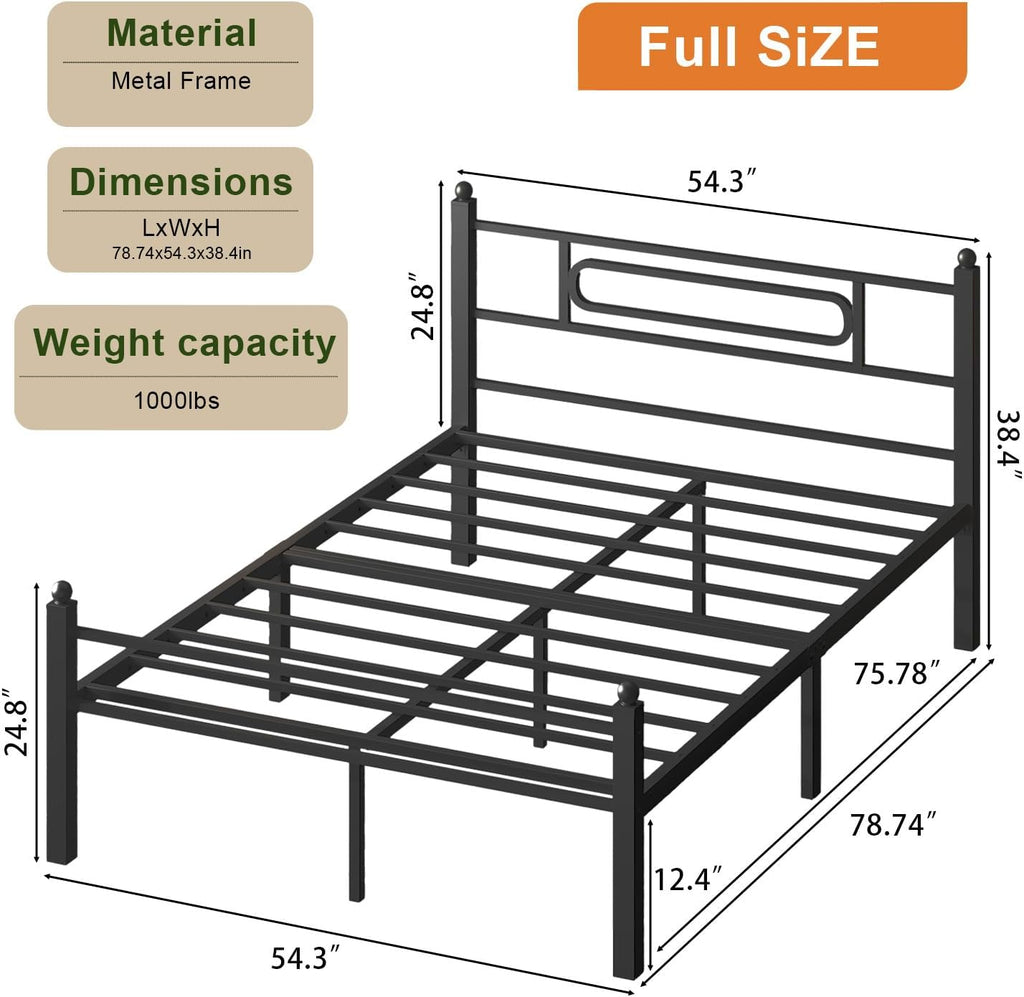 Black Metal Full Storage Bed Frame