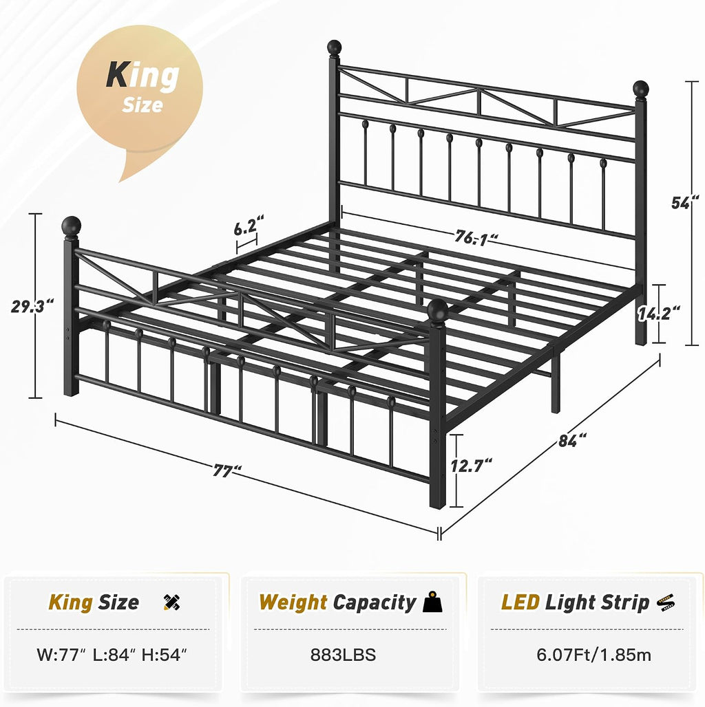 EnHomee Black King Storage Bed Frame
