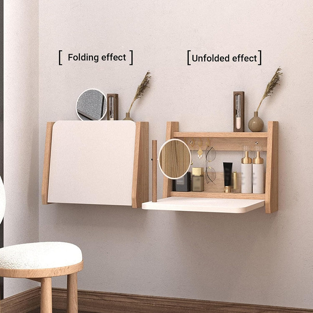 Walnut Foldable Floating Makeup Vanity
