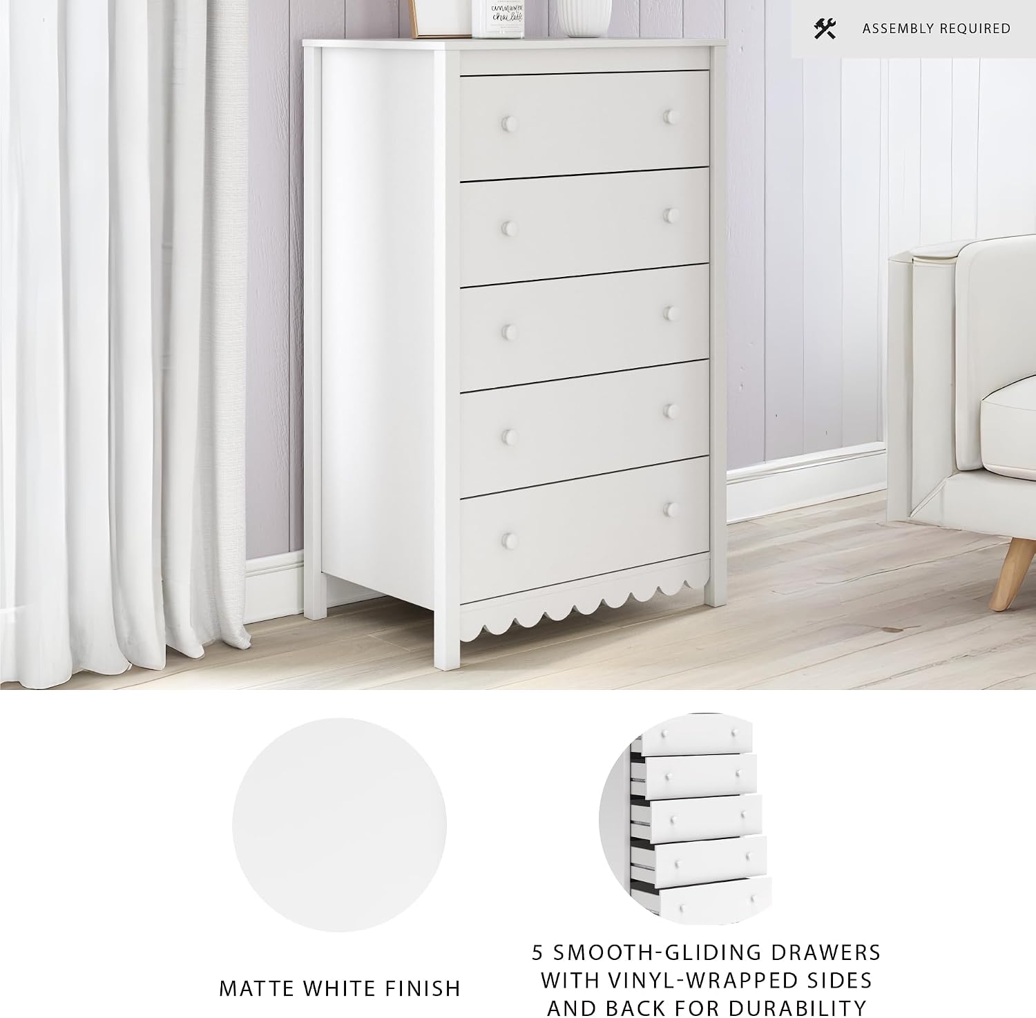 Hallityn Casual Coastal Chest Matte White Finish