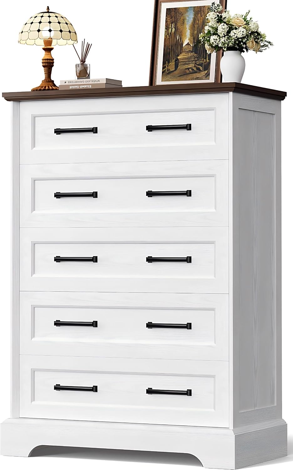 White Brown Farmhouse Dresser