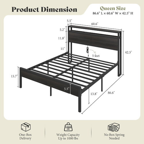 AMERLIFE Black Queen Storage Bed Frame