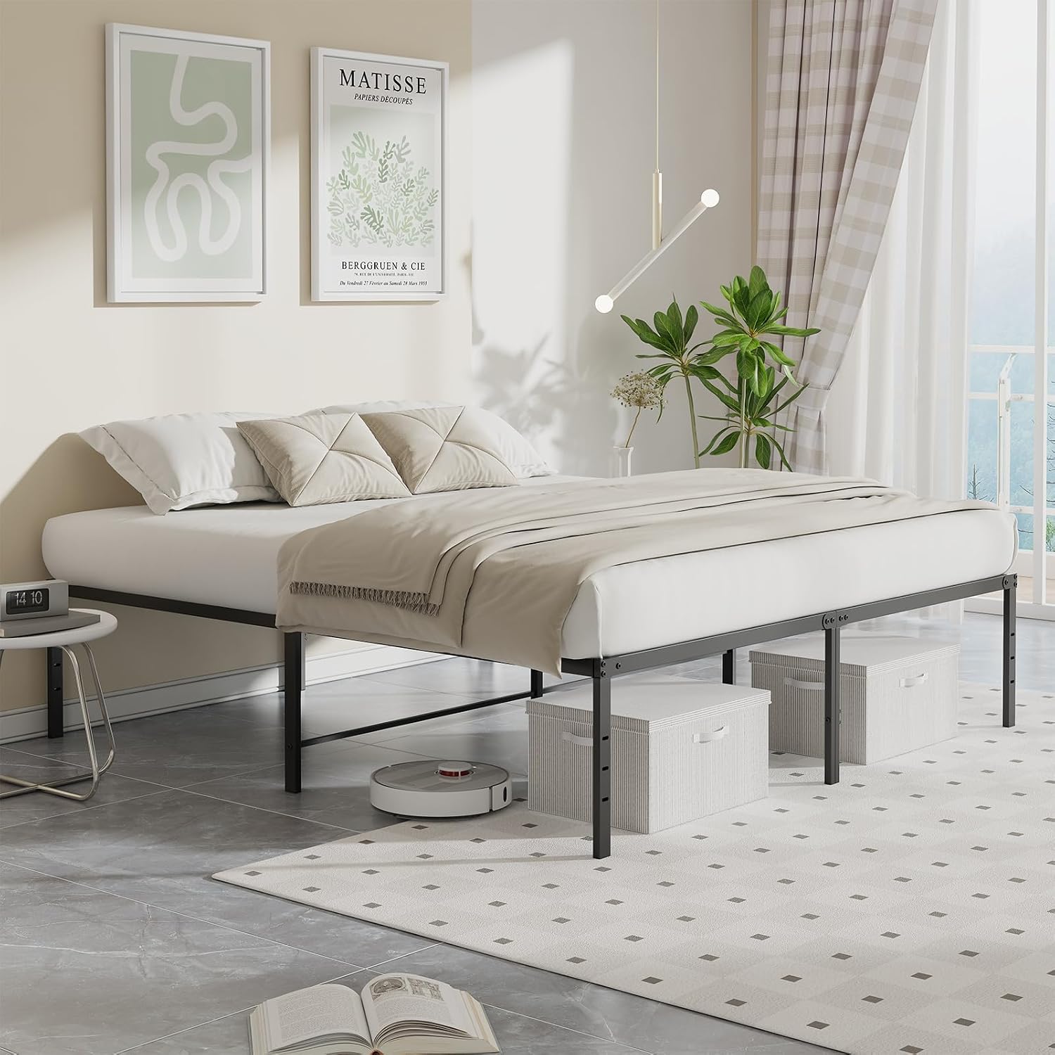 Sweetcrispy Full Metal Storage Bed Frame