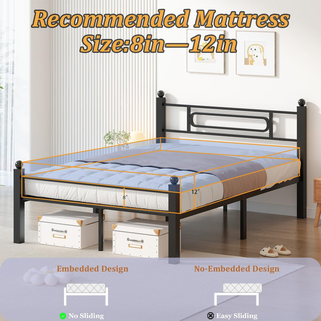 Black Metal Full Storage Bed Frame