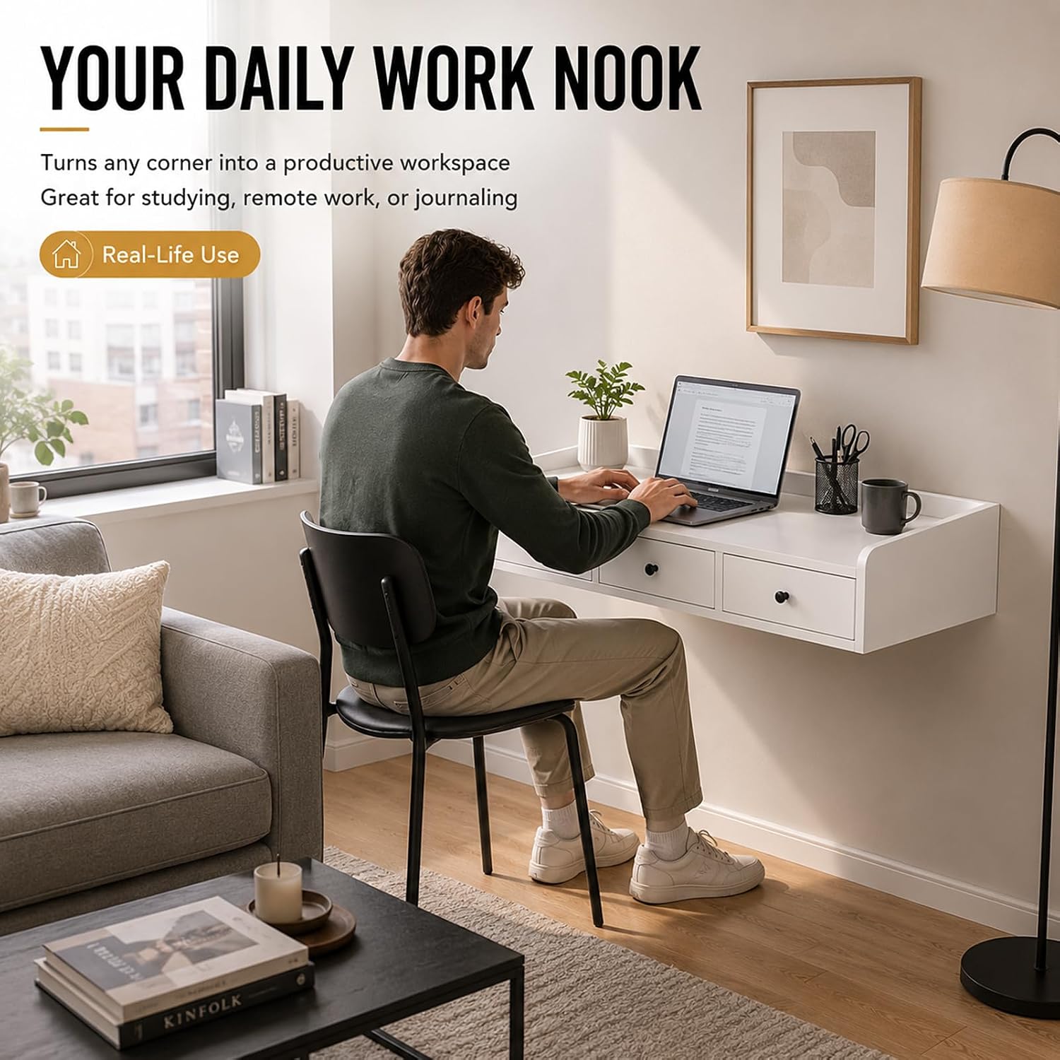 Walnut Floating Wall Mounted Desk