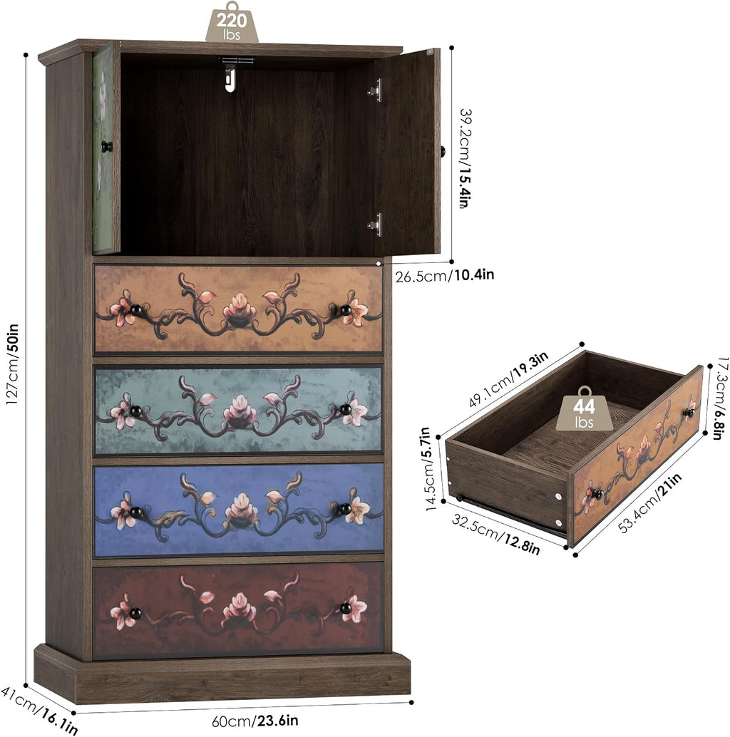 FINETONES Boho Vintage Tall Dresser