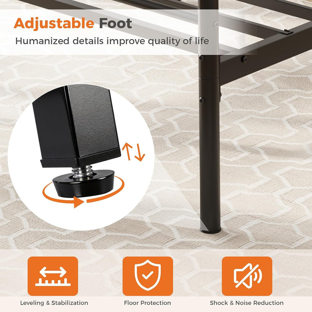 DUMOS Black Full Metal Storage Bed Frame