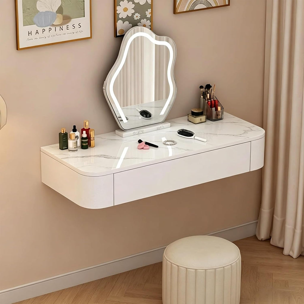 Walnut Floating Makeup Vanity Desk