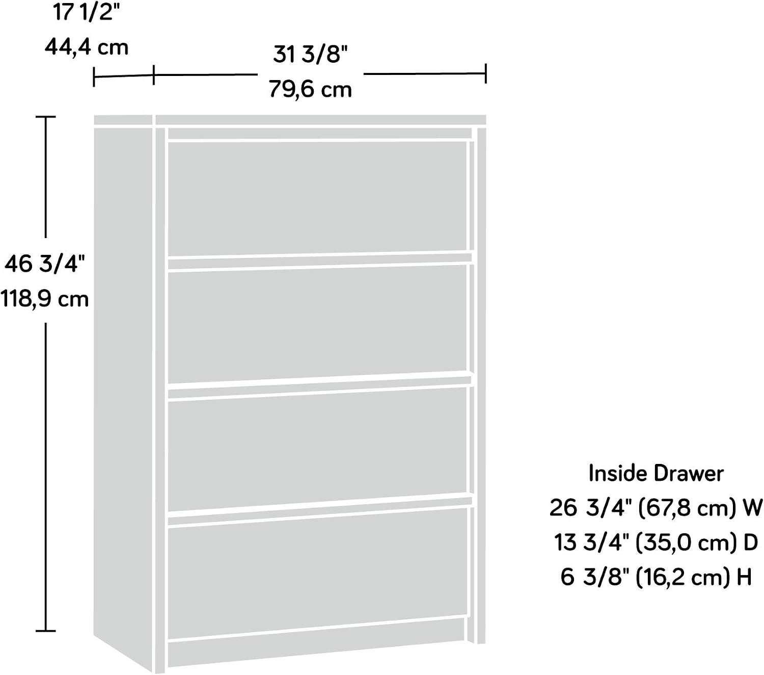 Sauder Harvey Park Walnut 4 Drawer Chest