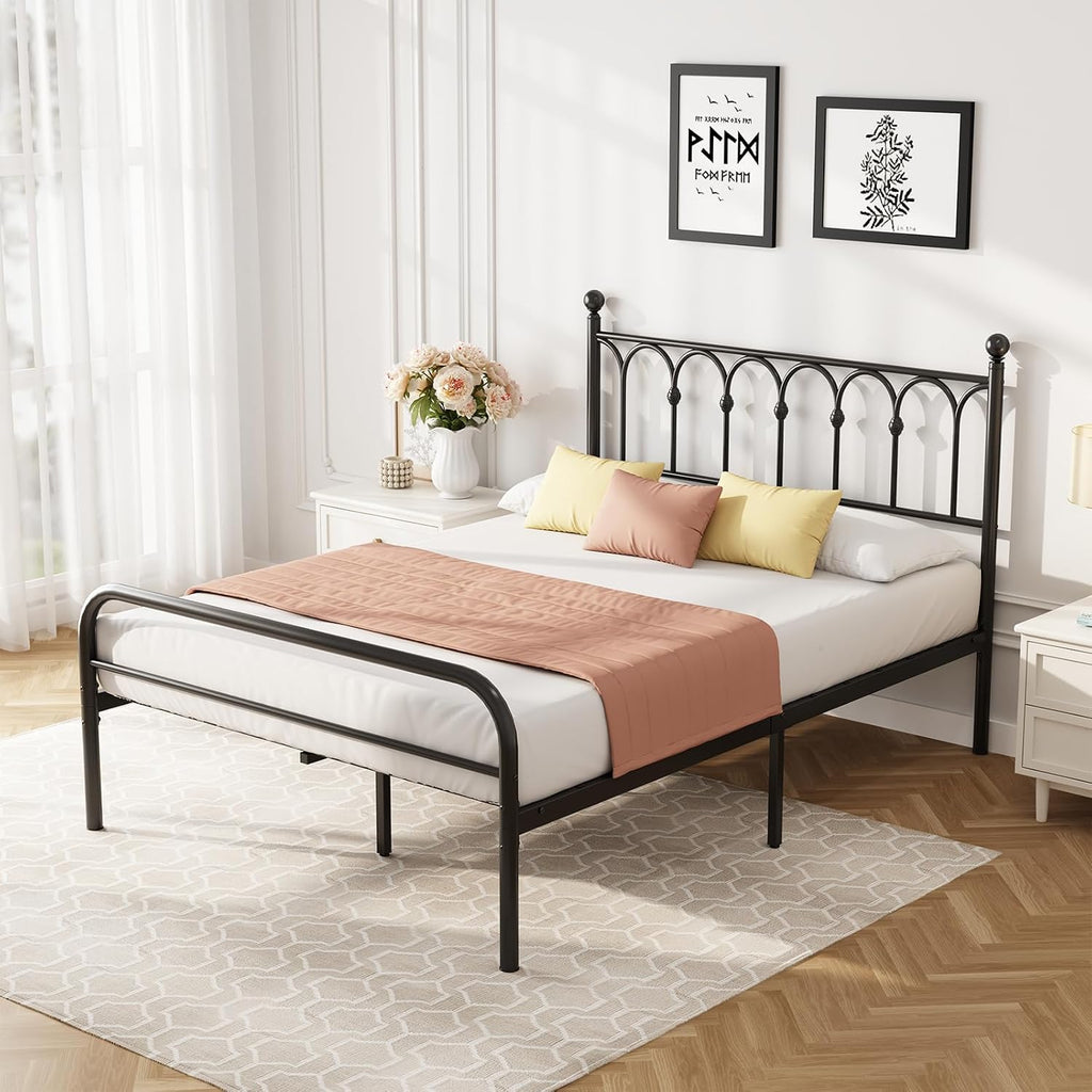 DUMOS Black Full Metal Storage Bed Frame