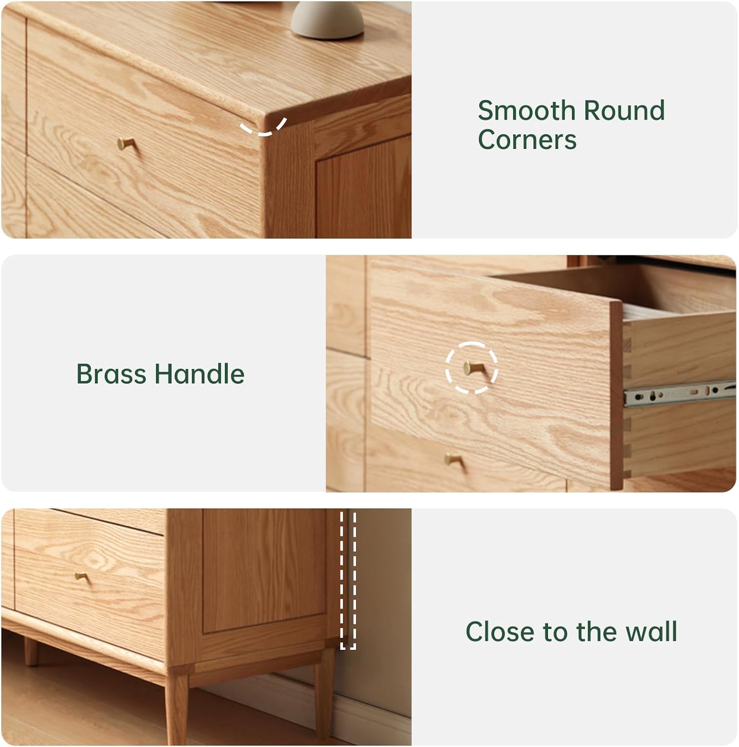 Solid Oak Modern 5 Drawer Dresser
