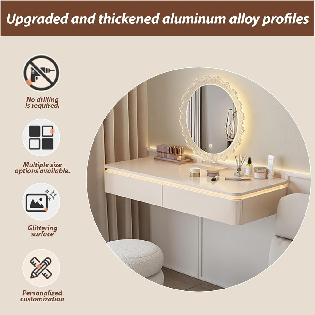 Milky White Floating Dressing Table