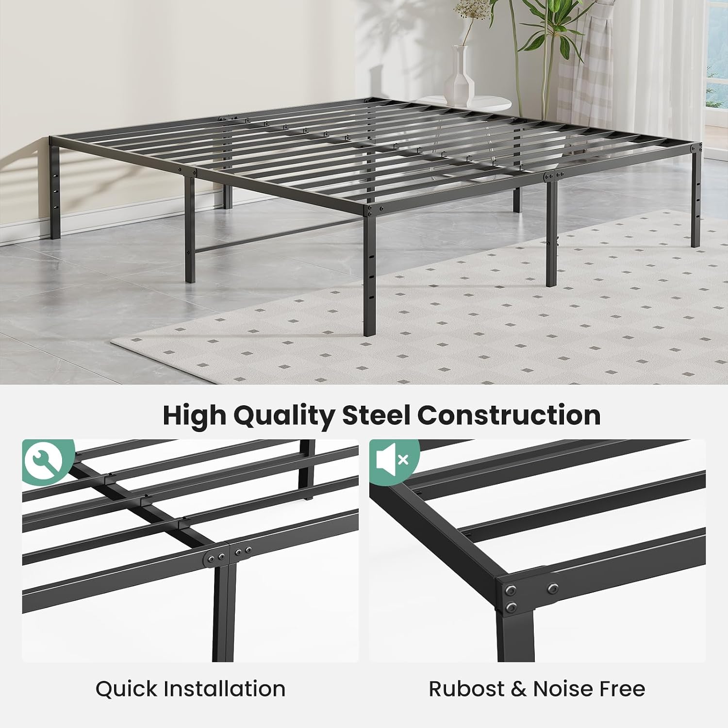 Sweetcrispy Full Metal Storage Bed Frame
