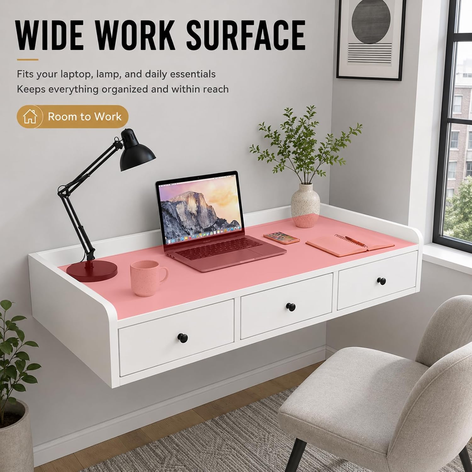 Walnut Floating Wall Mounted Desk