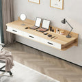 Light Walnut White Floating Makeup Vanity Desk