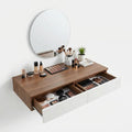 Brown Wall Mounted Floating Vanity Desk