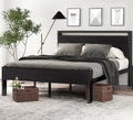 SHA CERLIN Black Oak Queen Bed Frame