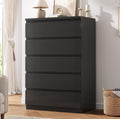 Black Modern Handleless 5 Drawer Dresser