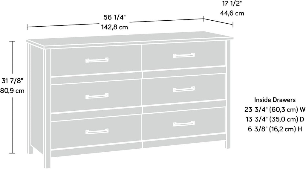 Sauder Cannery Bridge 6 Drawer Wooden Dresser