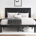 HISOFT Black Tufted Queen Storage Bed Frame