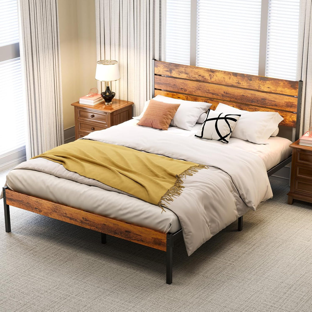 OLIXIS Rust Brown Full Bed Frame
