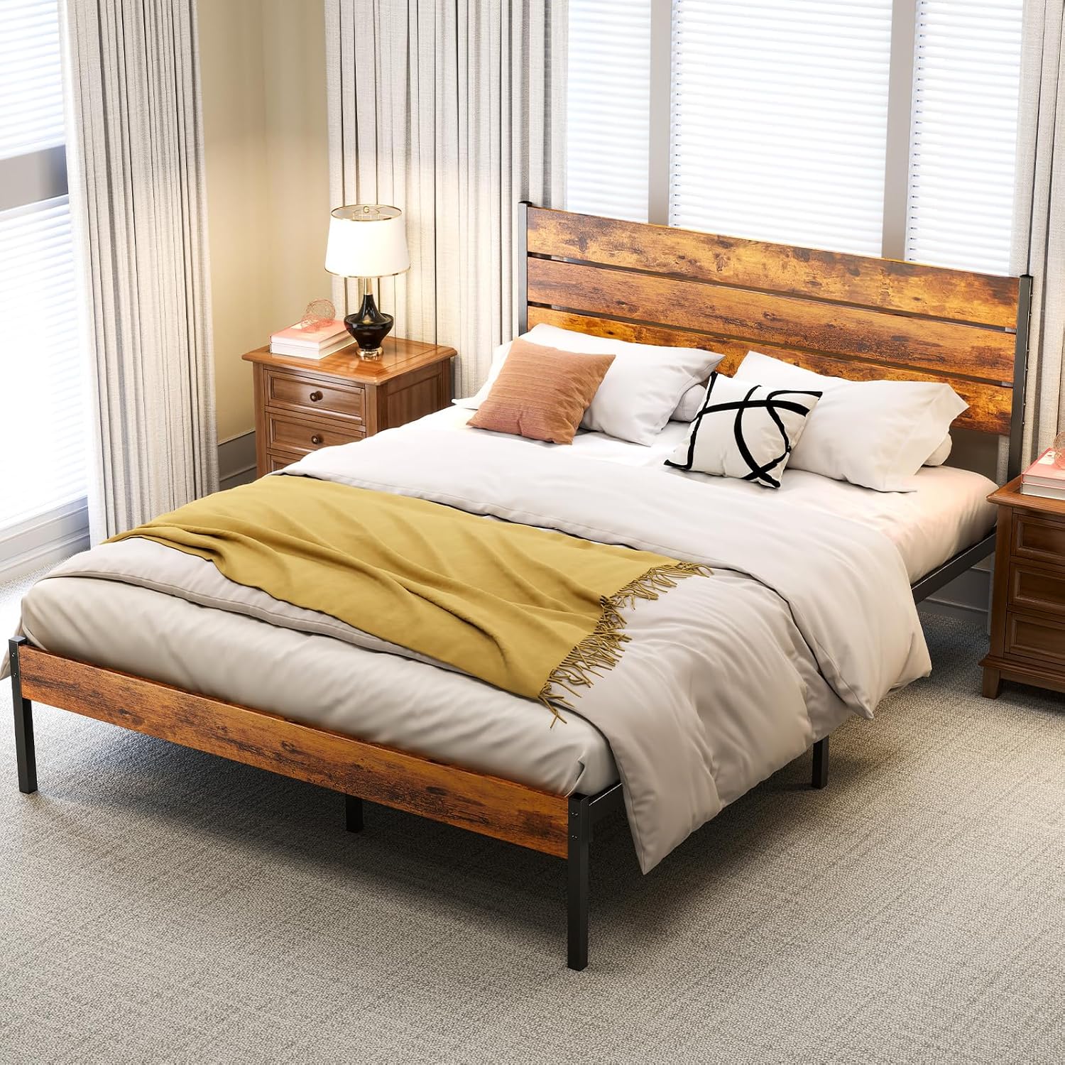 OLIXIS Rust Brown Full Bed Frame