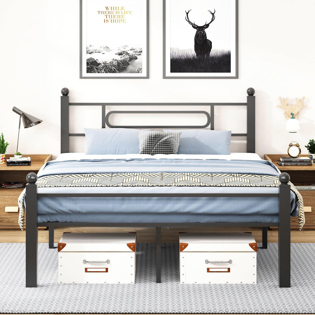 Black Metal Full Storage Bed Frame