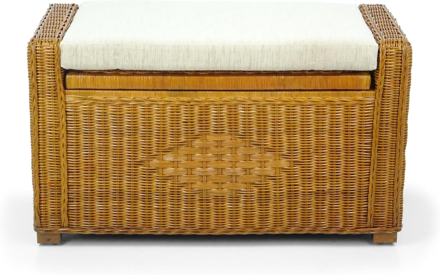 32" Colonial Rattan Storage Ottoman Bench