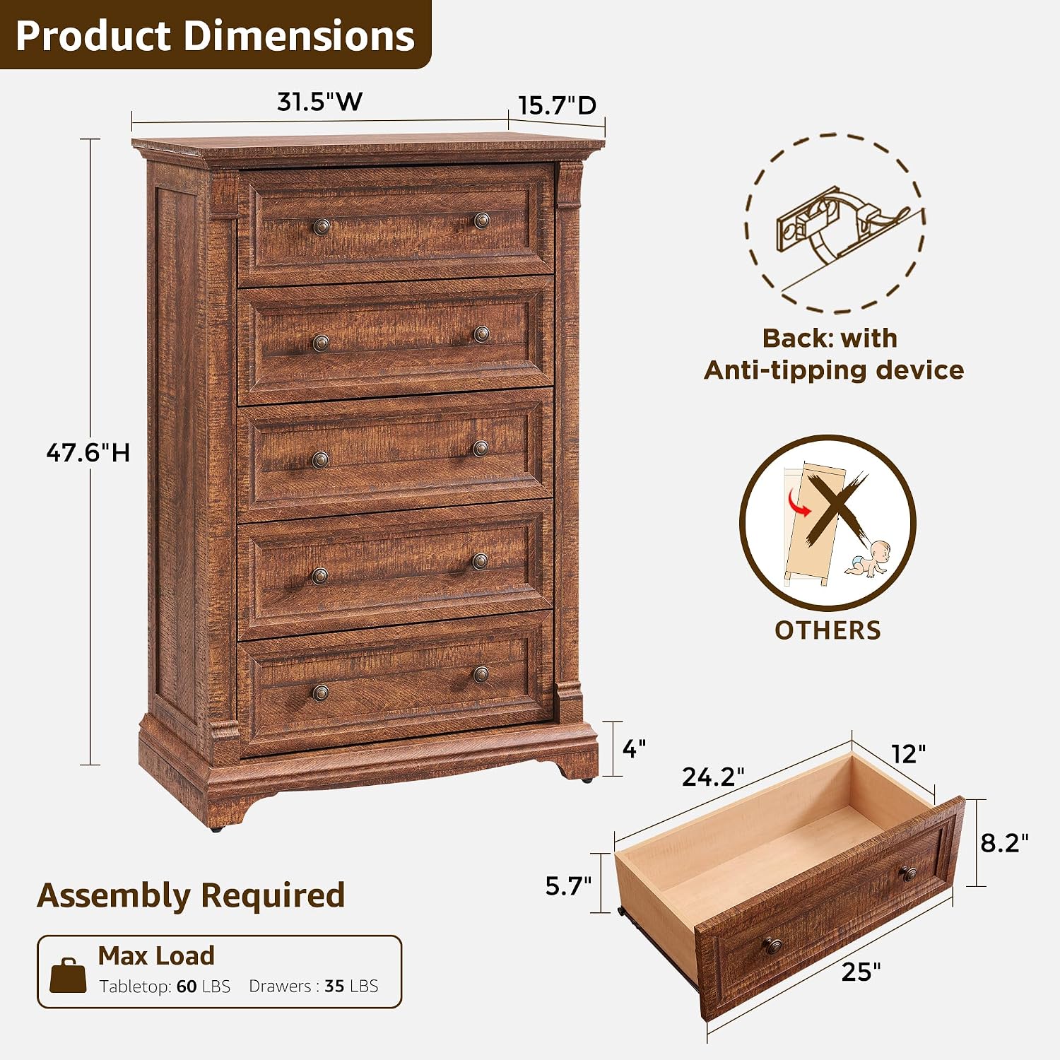 T4TREAM Farmhouse Reclaimed Wood Dresser