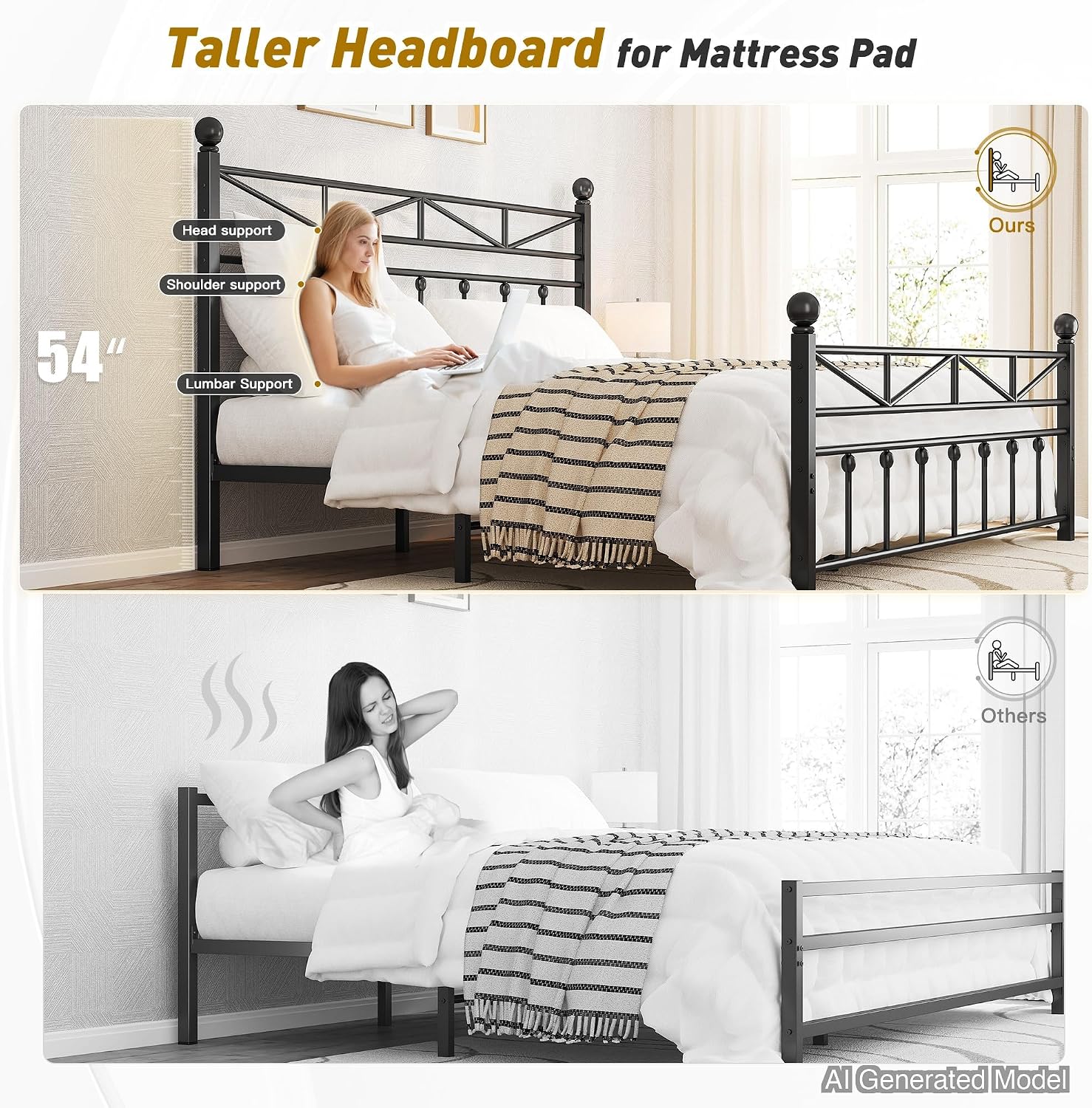 EnHomee Black King Storage Bed Frame