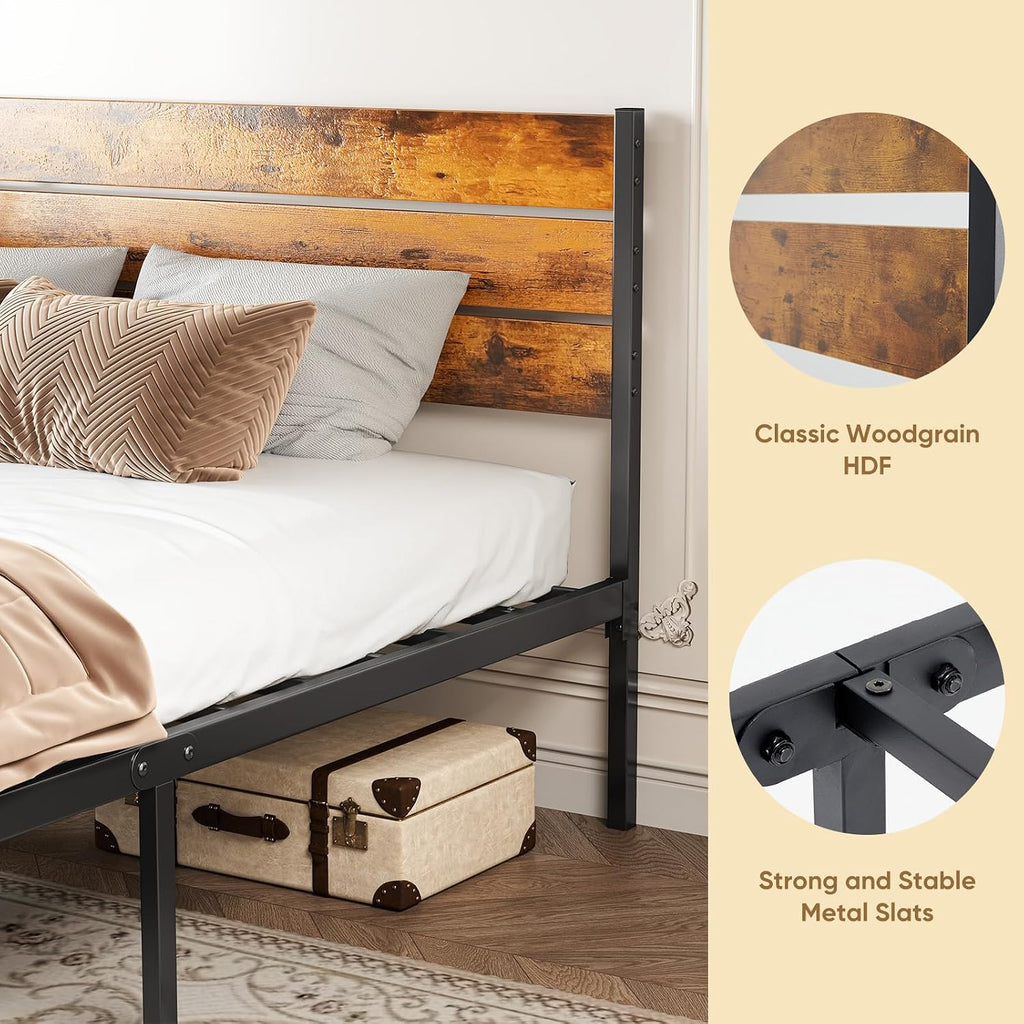 OLIXIS Rust Brown Full Bed Frame