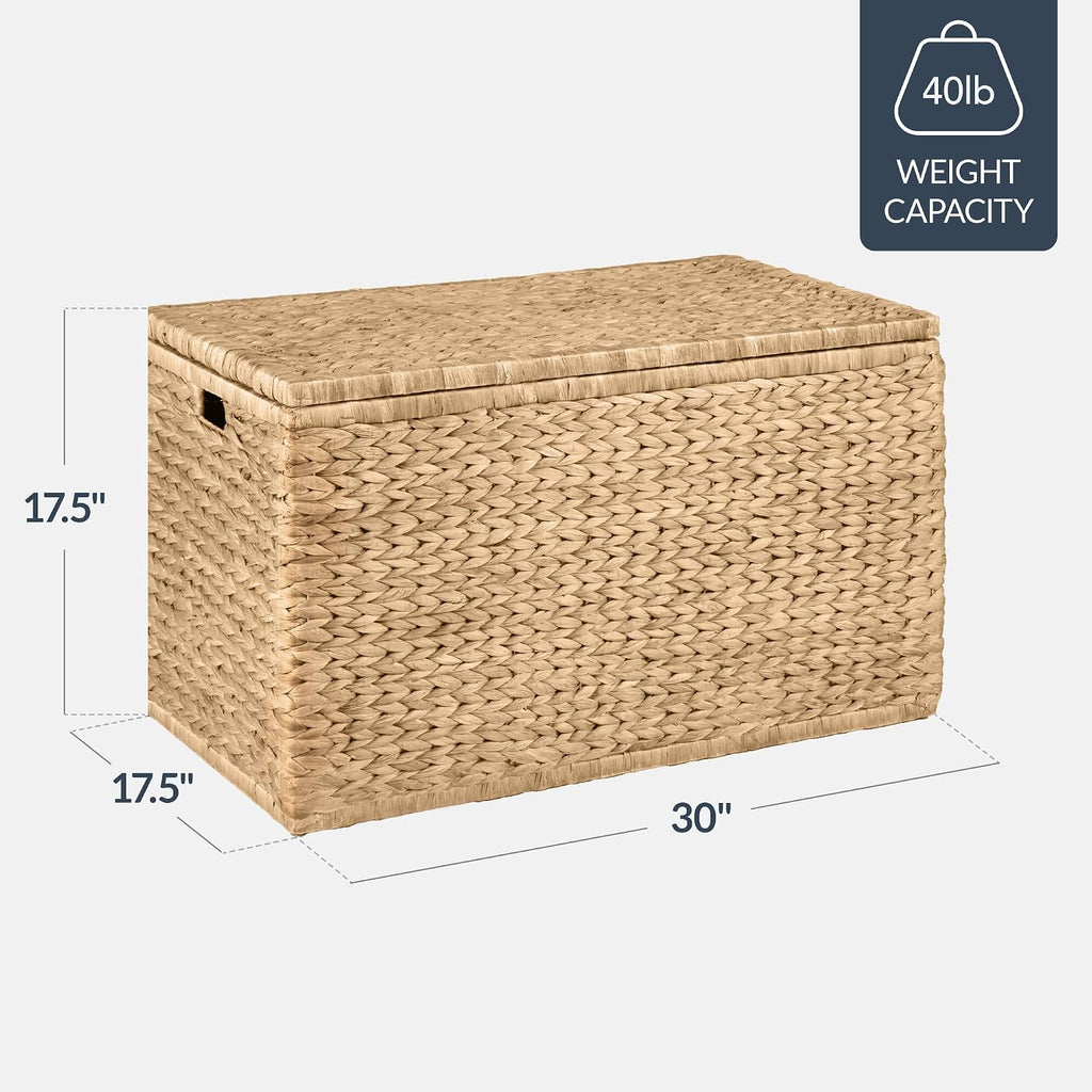 30" Natural Wicker Storage Trunk Bench
