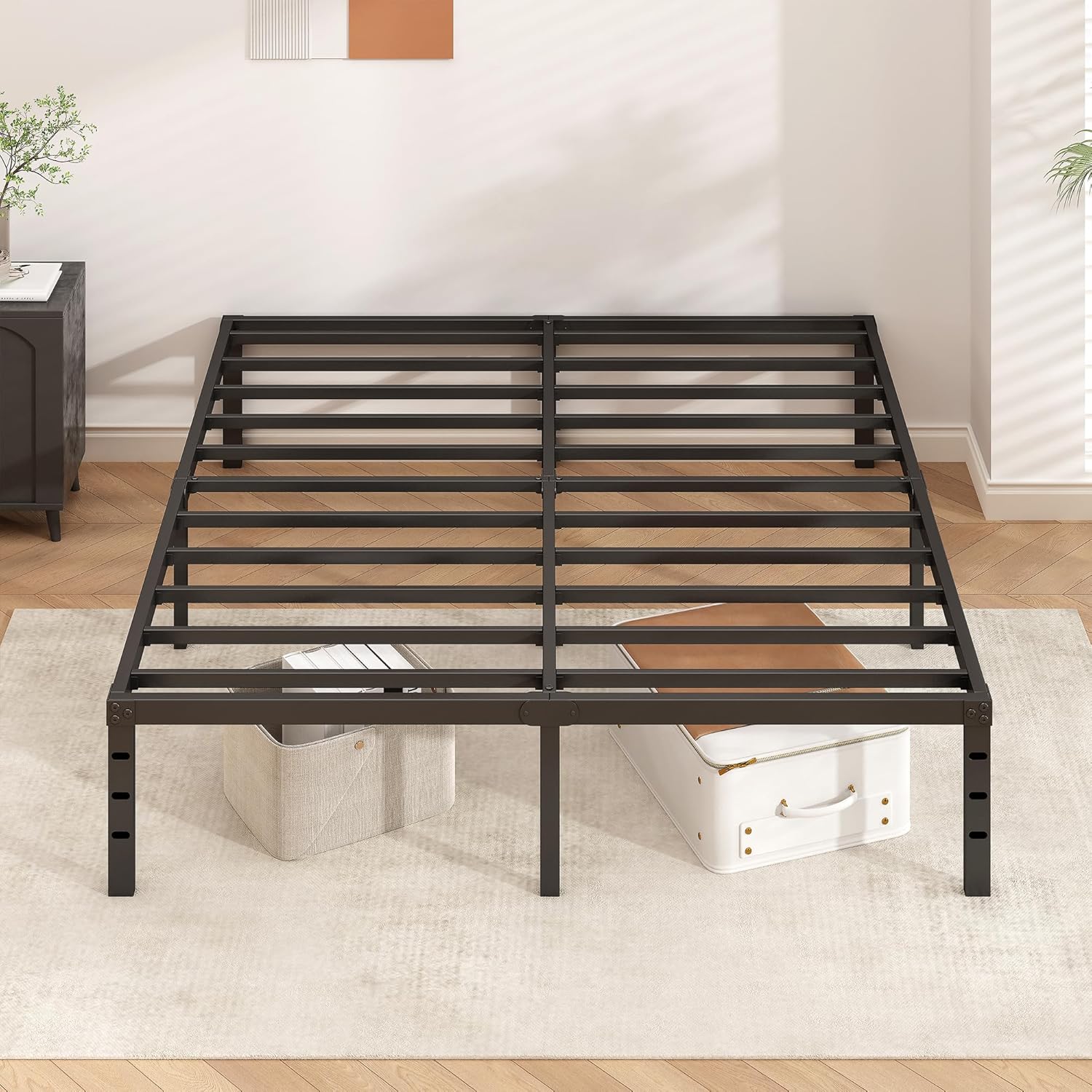 HLIPHA Black King Metal Bed Frame