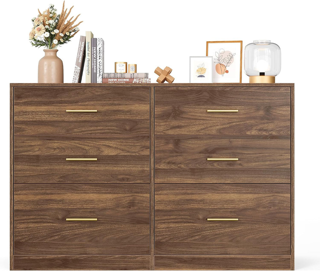 Walnut Brown 6 Drawer Dresser