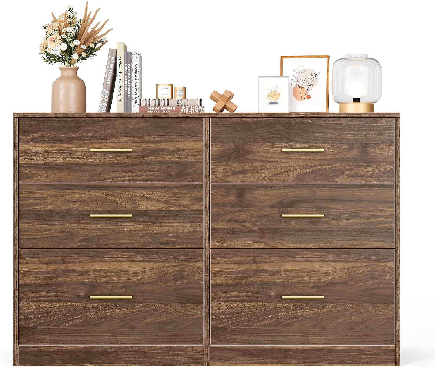 Walnut Brown 6 Drawer Dresser