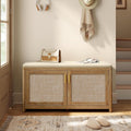 Boho Cushioned Shoe Bench Natural Brown