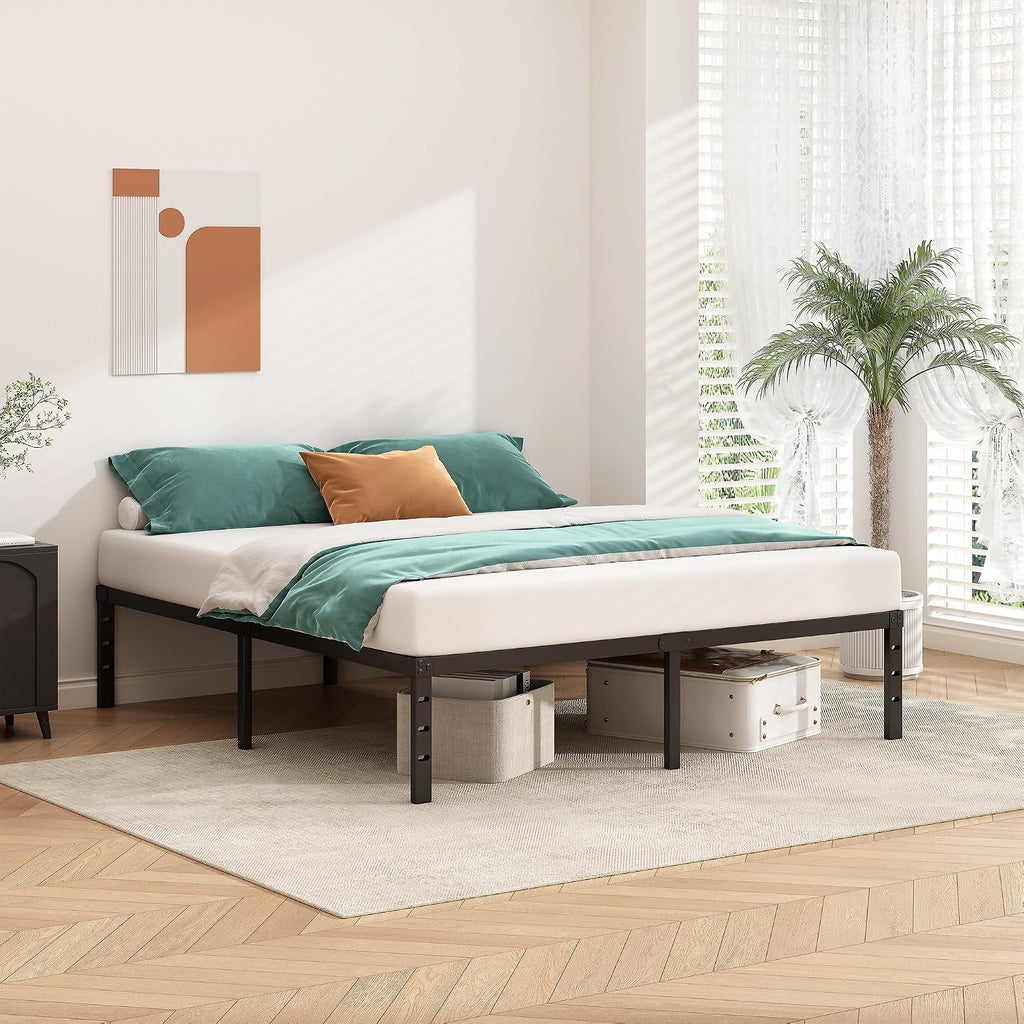 HLIPHA Black King Metal Bed Frame