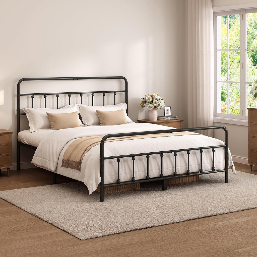 Black Metal Queen Storage Bed Frame