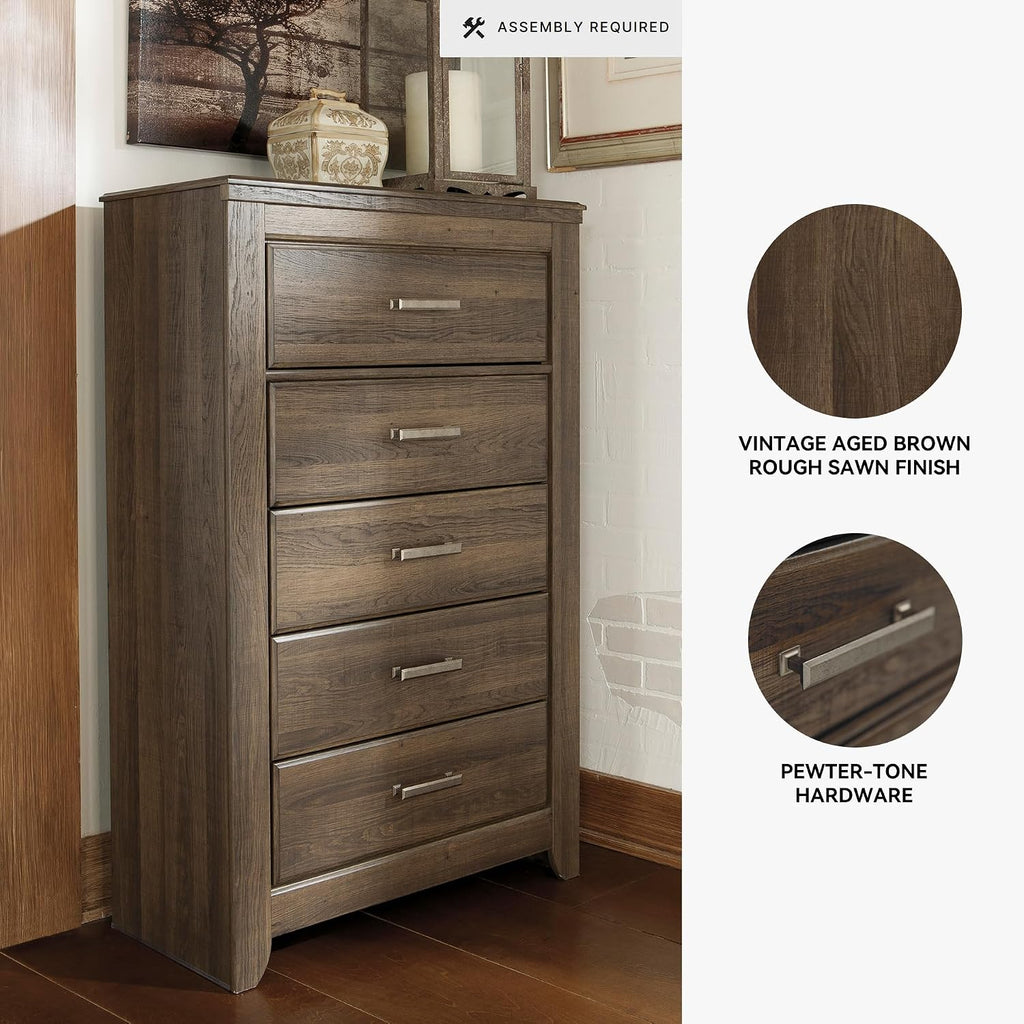 Ashley Juararo Dark Brown 5 Drawer Chest